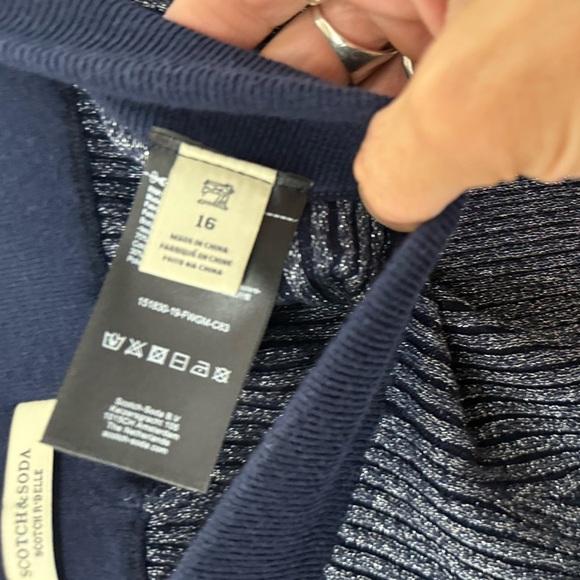 Scotch & Soda Navy And Silver “Quinn” Ribbed Knit Pants - Picture 11 of 16